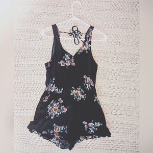 H&M Romper, size S, black and pink floral